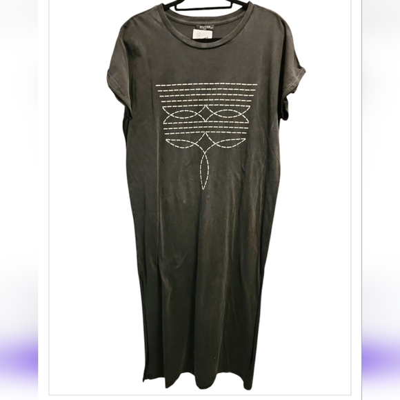 NEW Cowboy Boot Stitch Dress Side Slits Size Small/Medium Cowboycore Distressed - Picture 2 of 6